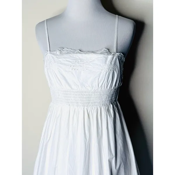 Zara White Cotton Smocked Camisole Maxi Dress - Image 2