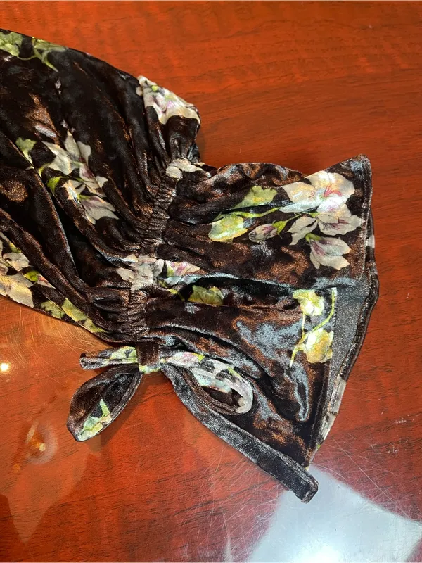 Hutch Black Velvet Floral Ruched Square Neck Mini Dress Size M Whimsigoth - Image 11