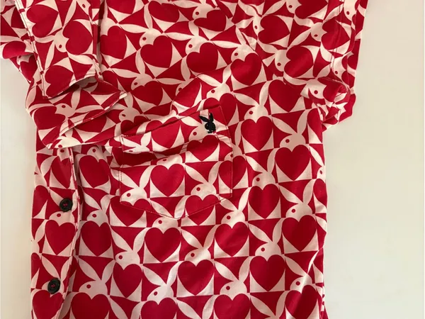 PLAYBOY Red and White Heart Print Short Pajama Set - Image 5