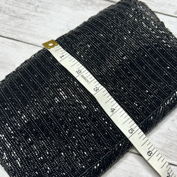 Vintage De Lill 1950’s Black Beaded Sequined Clutch Bag Purse - Image 3
