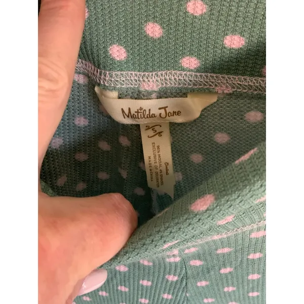 Matilda Jane‎ Women's Polka Dotted Waffle Pajamas size small - Image 6