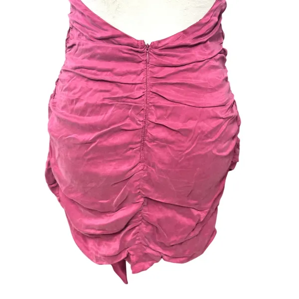 For Love & Lemons Allie Ruched Cowl Neck Draped Mini Dress Magenta Pink M NWT - Image 8