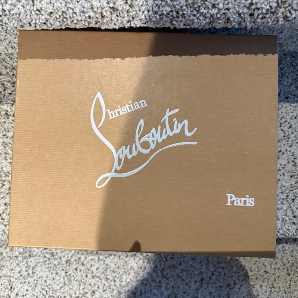Christian Louboutin Suspenodo Glitter Flocked Patent PVC Sling 85 Pumps, size 38 - Image 9