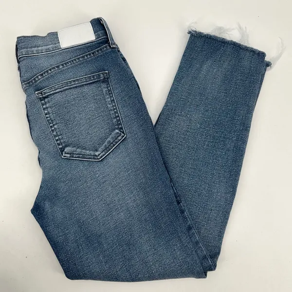 Pistola Jeans Women 27 Blue Cotton Blend Stretch Denim High Rise Cropped Raw Hem - Image 3