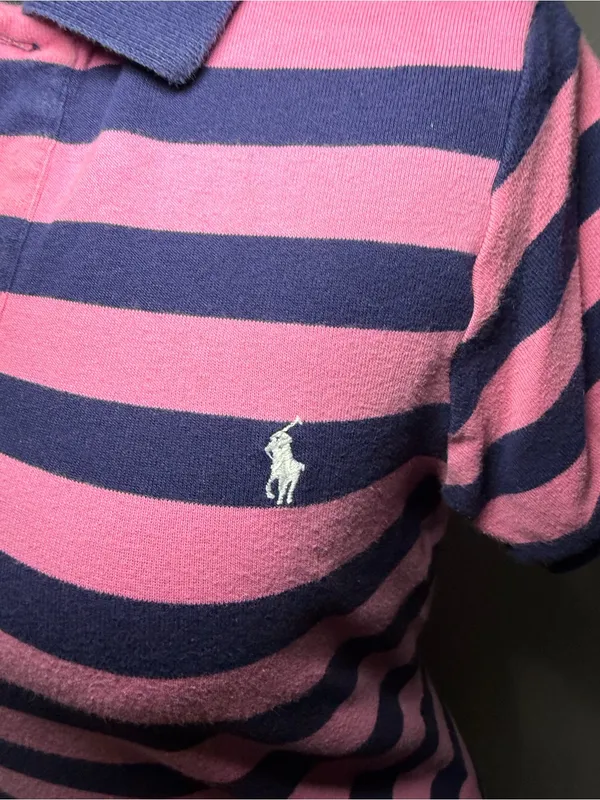 VTG Y2K Ralph Lauren Sport Striped Baby Polo Tee Preppy Medium - Image 3