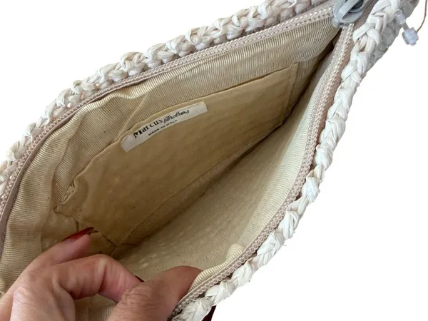 MARCUS BROTHERS Vintage Cream Woven Italian Clutch Bag - Image 4