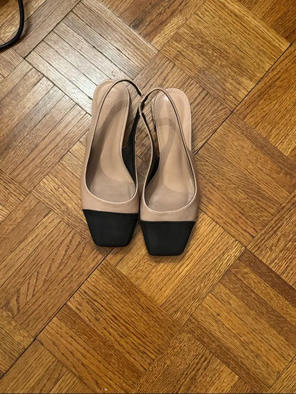 ASOS design Women’s Two-Tone Slingback Flats in Beige and Black - Image 2