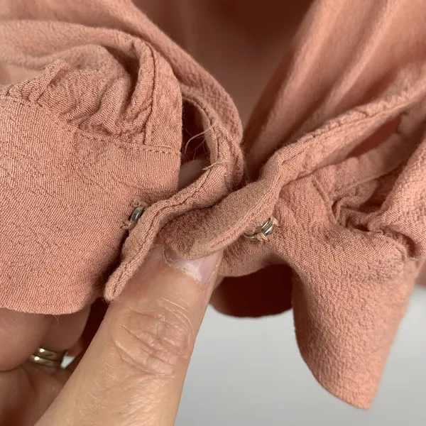 Madewell Size M Blouse‎ Lace Up Front Detail Long Sleeve Dusty Rose Top Women - Image 7