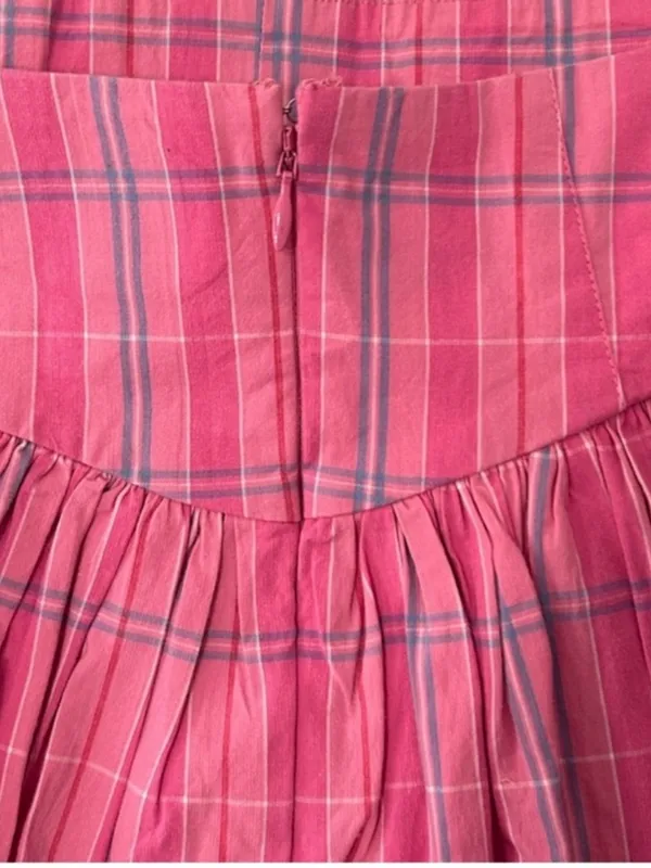 Maeve X-Large Skirt Anthropologie Basque Waist Flirty Mini Pink Combo plaid NWT - Image 6