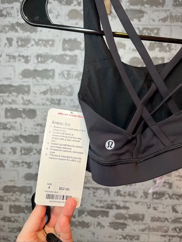 Lululemon | women nwt black energy bra with pads - Image 2