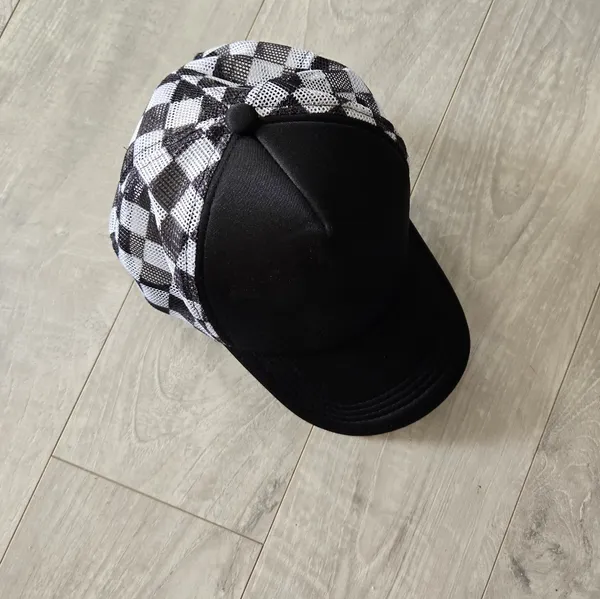 Black and White Checkered Trucker Hat - Image 9