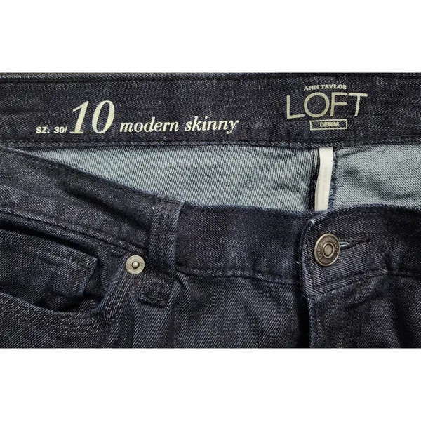 Loft Modern Skinny Jeans Womens 10 Dark Indigo Solid Slim Fit‎ Stretch - Image 3