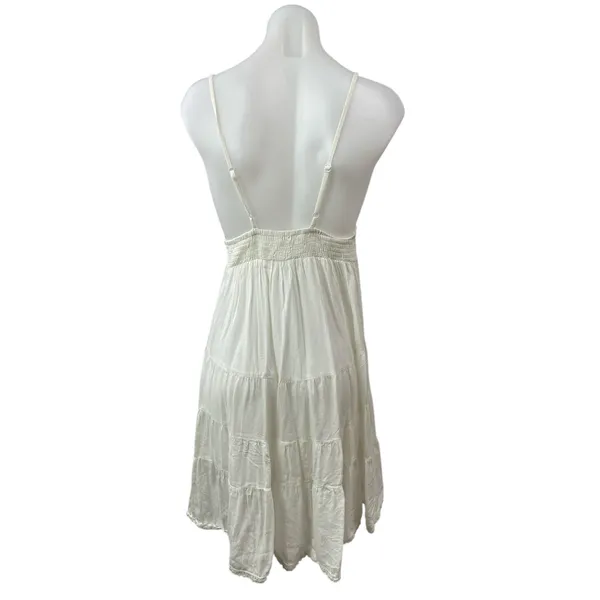 Raviya White Sleeveless V Neck Cami Camisole Tiered Mini A Line Tank Sundress L - Image 2