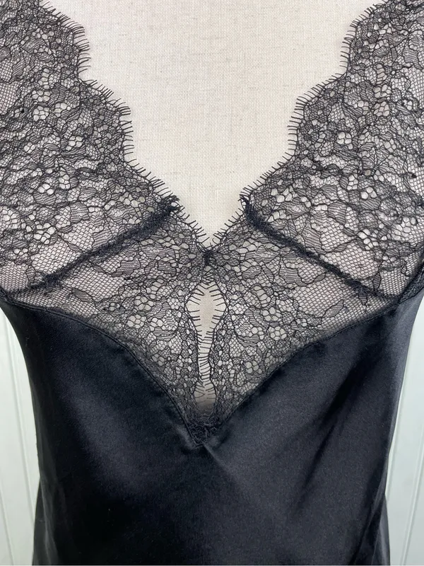 Victoria's Secret Y2K Black Satin Lace Chemise Slip Dress Size Medium Whimsigoth - Image 4