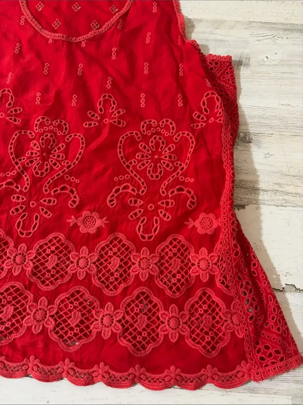 Johnny Was Luanna Red Eyelet Scoop Neck Tank Blouse - Image 7