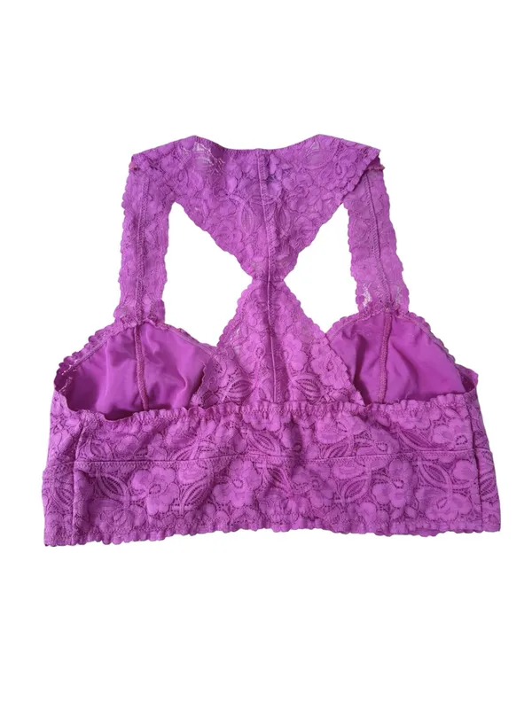 NWT Free People Galloon Lace Racerback Crop Bra Neon Orchid Size L - Image 4