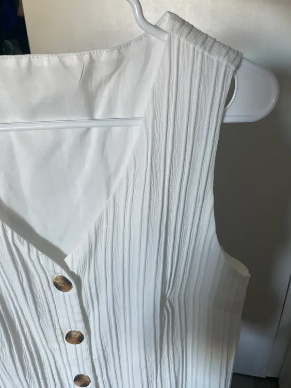 White Button Up Dress Size M - Image 4