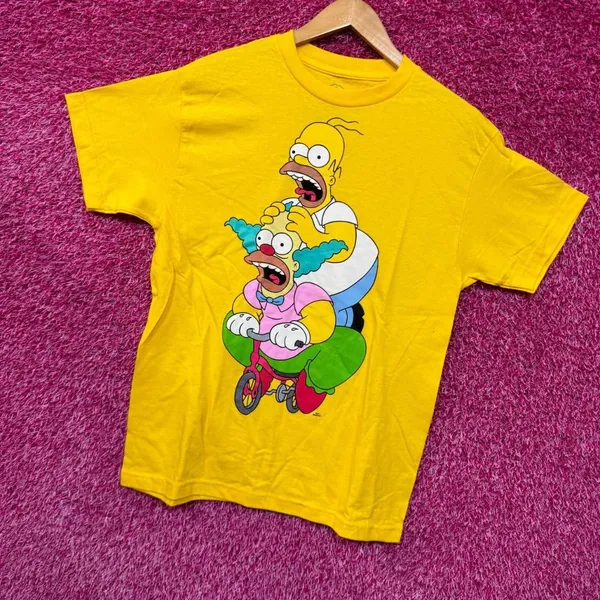 Homer & Krusty the Klown Tricycle The Simpsons Cartoon Tee M - Image 3