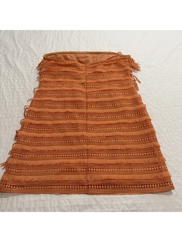 Anthropologie Let Me Be Orange Fringe Tube Strapless Mini Dress NWT Sz L Large - Image 8