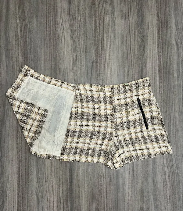 ZARA Brown Plaid Mini Skort - Button Detail - Image 3
