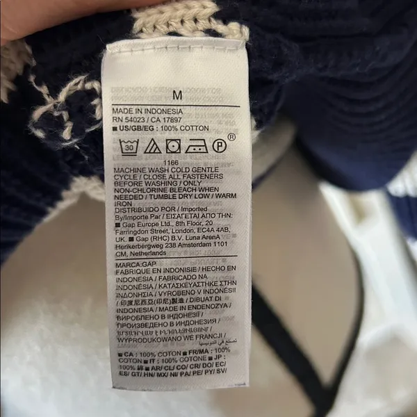 Gap shaker stitch Classic cotton navy white stripe nautical cardigan sweater M - Image 11
