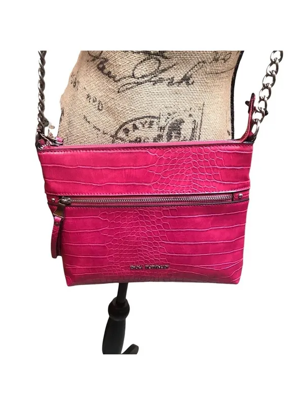 Dana Buchman Raspberry Croc Embossed Crossbody Bag Faux Leather, NWT - Image 2