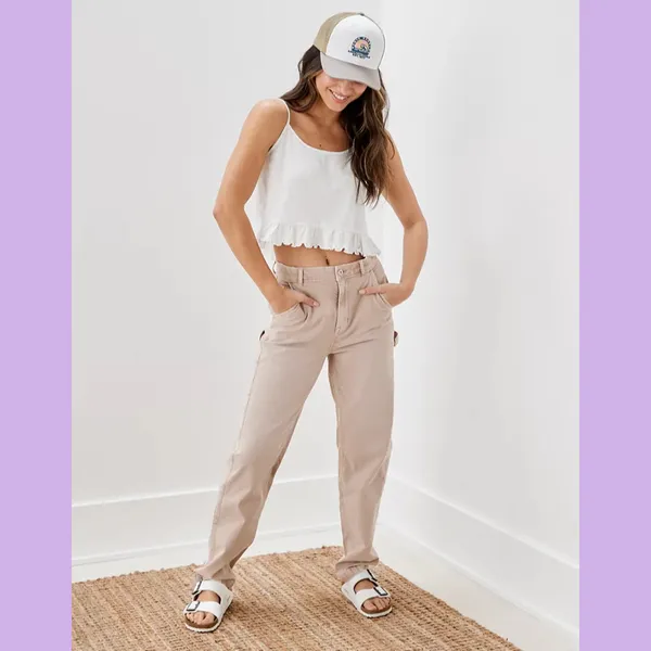 American Eagle NWT White Cropped Relaxed Cami - Image 2
