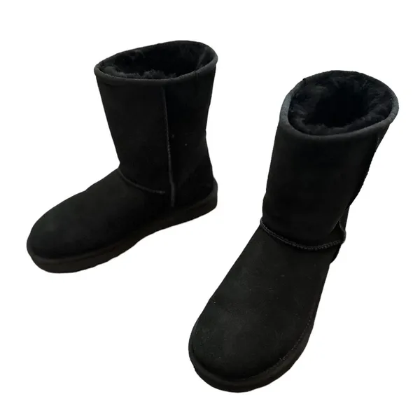 UGG Classic Short II Black Suede Shearling Winter Boots Size 7 - Image 5