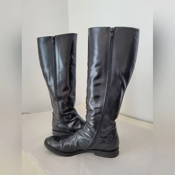 Cole Haan City Knee High Boots Vegan Leather Black Equestrian Low Heel Size 6 - Image 6