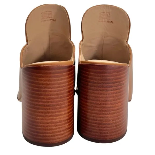 Antonio Melani Romann Brown Leather Square Toe Chunky Block Heel Mules - Image 8