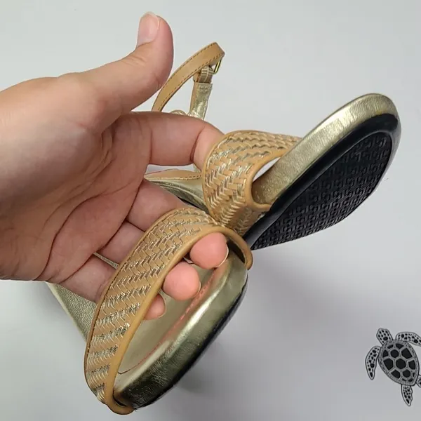 Isaac Mizrahi Isbelle Gold and Tan High Heel Sandals Size 9.5‎ - Image 6