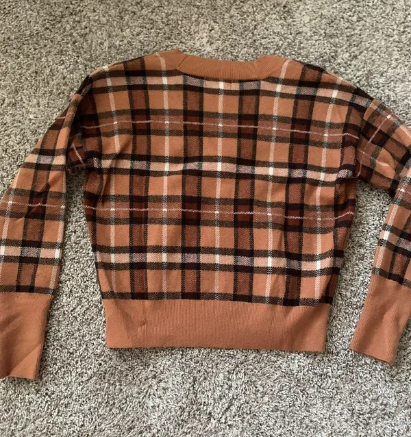 Marled Sweater Cardigan Fall, Autumn Colors (Brown, Black, White) with Buttons - Image 2
