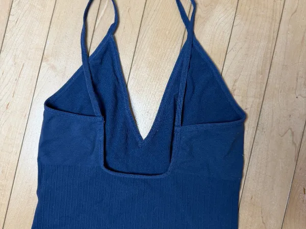 By Together Slate Blue Ribbed & Seamless Low Back Stretch Bralette Top Size S/M - Image 5