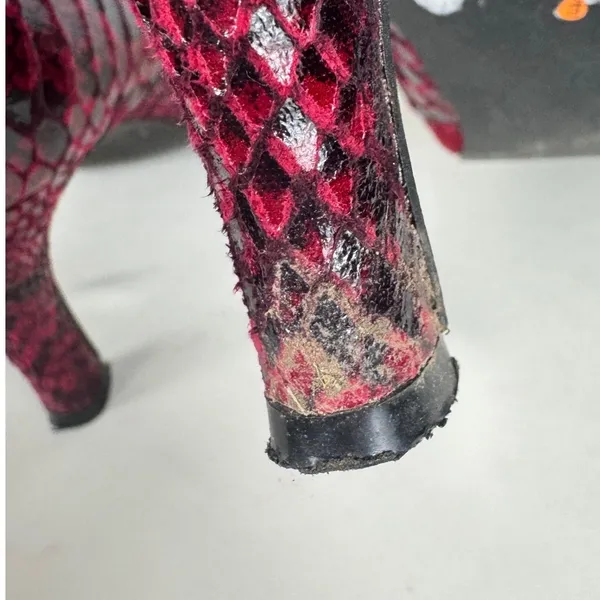 Via Piella Sophie Red Faux Suede Snake Print Pointed Toe Kitten Heel Womens 11 - Image 4