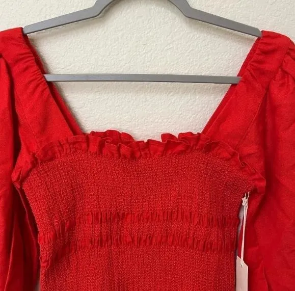 NWT CAPULET x REVOLVE | Siobhan Smocked Ruffle Mini Dress in Tangerine | Size M - Image 5