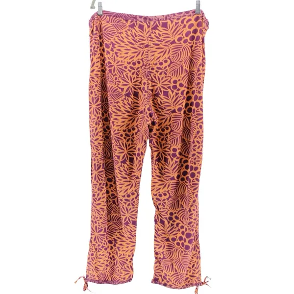 Sundance Orange Purple‎ Floral Abstract Print Pull on Pants Coastal Lagenlook M - Image 6