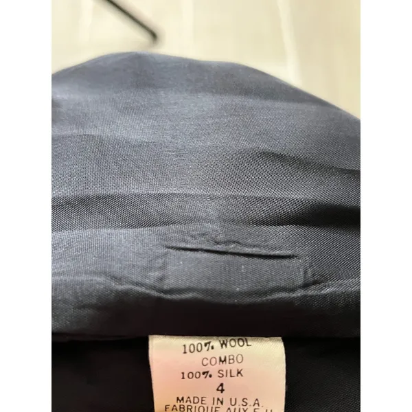 Tahari Vintage Black 100% Wool Silk‎ Trim Blazer Coat Dress Womens 4 Made in USA - Image 3