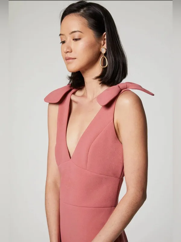 Elliatt Aster Dress Rosewood Pink Bow Shoulder Cocktail Mini Dress Sz M Modern - Image 2