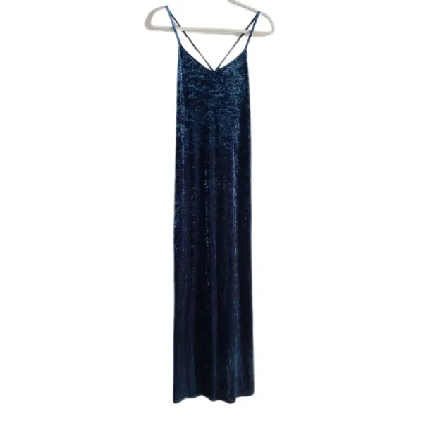 Lilac Wine Teal Blue Crushed Velvet Maxi Slip Dress y2k - M - Image 4