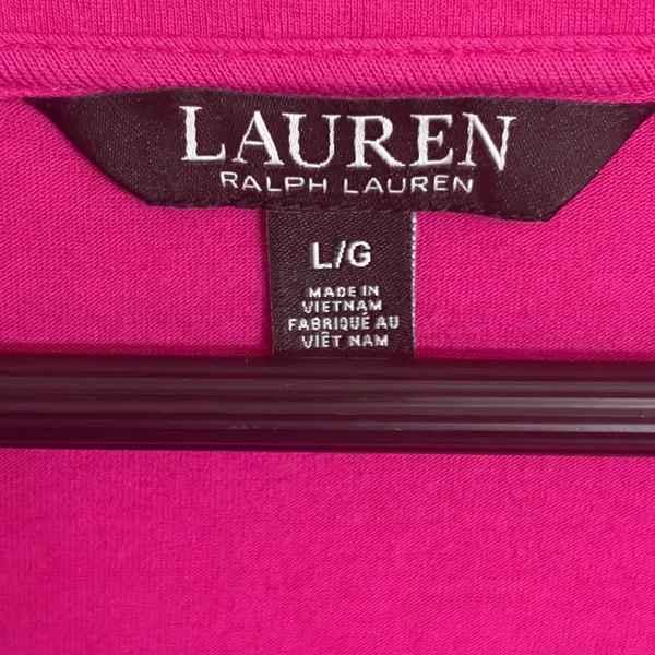 Lauren Ralph Lauren Pink Surplice Ruched V-Neck 3/4 Sleeve Top Large - Image 4