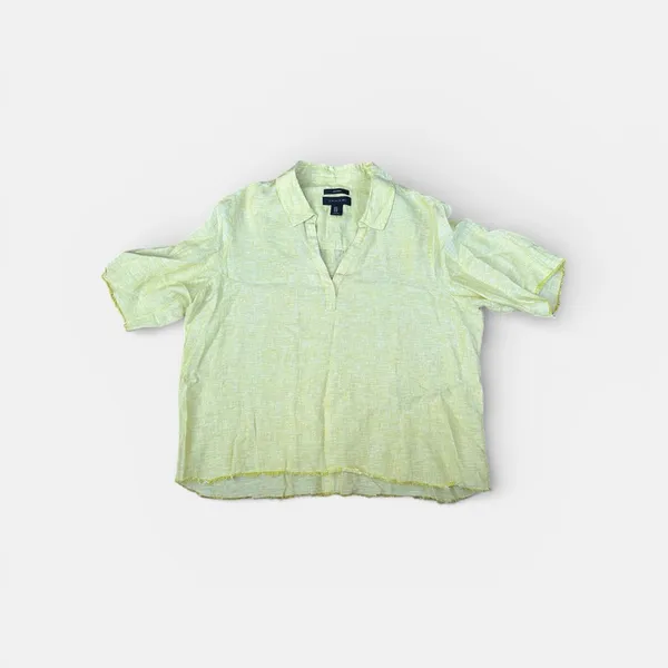 Tahari Womens 100% linen‎ green/yellow top size 1X - Image 2