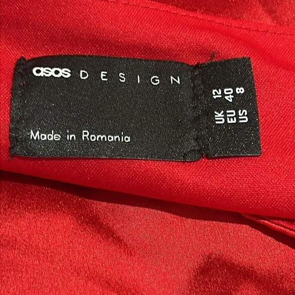 ASOS DESIGN satin one shoulder drape midi‎ dress in red womens size 8 C27 - Image 6