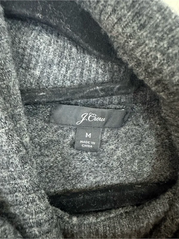 J. Crew Charcoal Gray Turtleneck Sweater Dress Merino Wool Blend Size Medium - Image 3