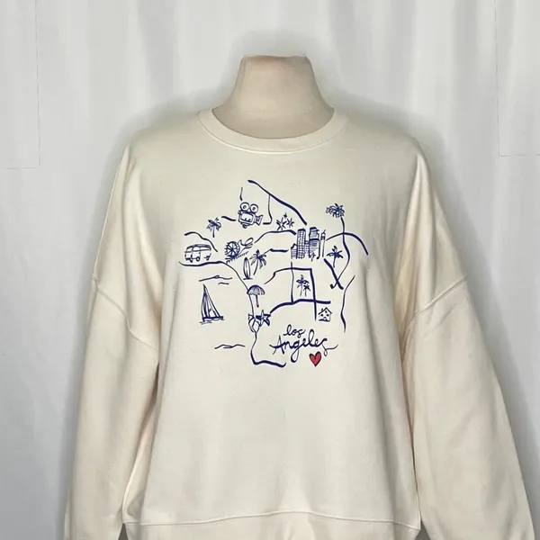 CLEOBELLA Los Angeles California Sweatshirt‎ Pullover Graphic Map Hearts L.A. XL - Image 3