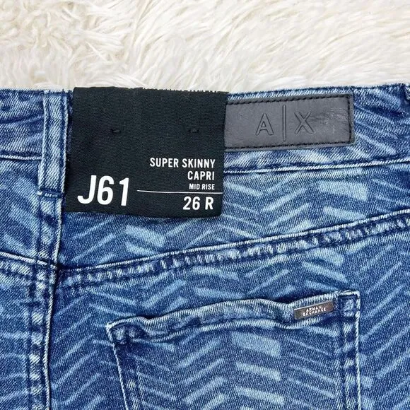 AX Armani Exchange J61 Super Skinny Capri Chevron Jeans Size‎ 26 NEW - Image 7