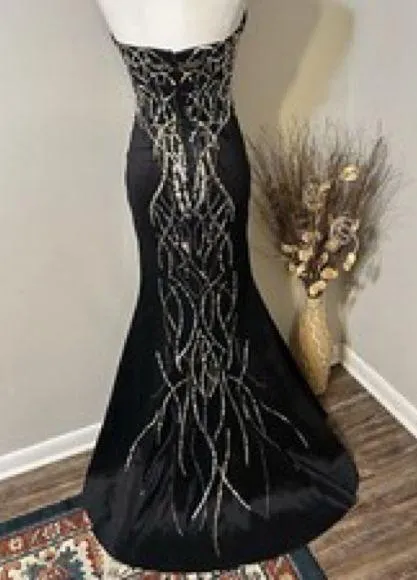 Jump Black beaded & sequins mermaid prom formal strapless gown - Image 2