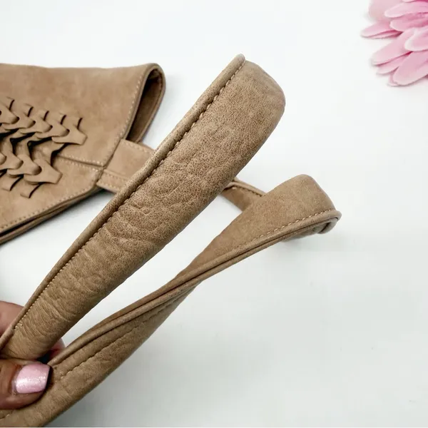 Anthropologie Carson Faux Leather Braided Tote Bag Tan Boho Bohemian Festival - Image 11