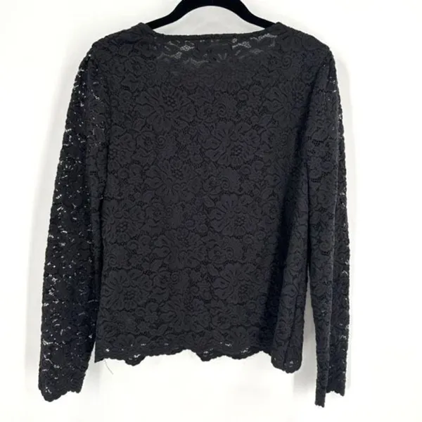 NWT Philosophy Women's Floral Lace Lined Long Sleeve Blouse Black‎ Size Small - Image 3