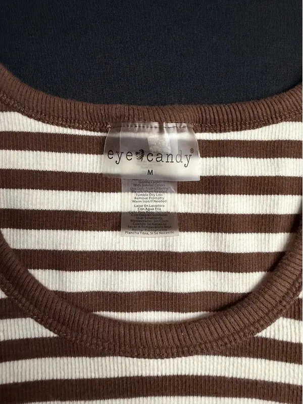 Brown and white striped top - Image 2