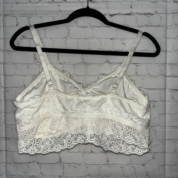 NWOT Aerie Lace Trim Bralette White Full Coverage‎ Comfort Lounge Bra Size XXL - Image 3